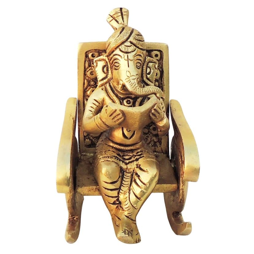 Brass Showpiece Chair Ganesh Ji God Idol Statue (BSMAS1262 A) view 2