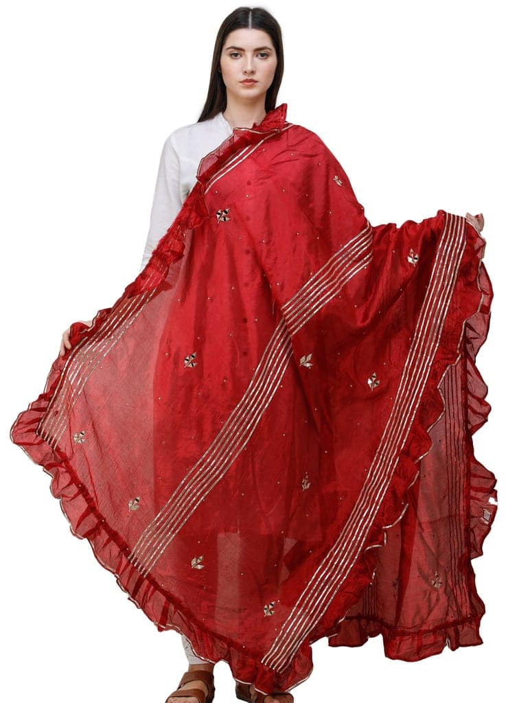 Bittersweet Dupatta from Amritsar with Gota Patches and Frill Border view 3