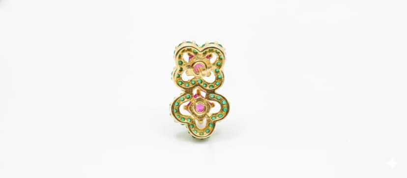 Gold Multi-Row Band Ring with Mixed Colored Stones view 3