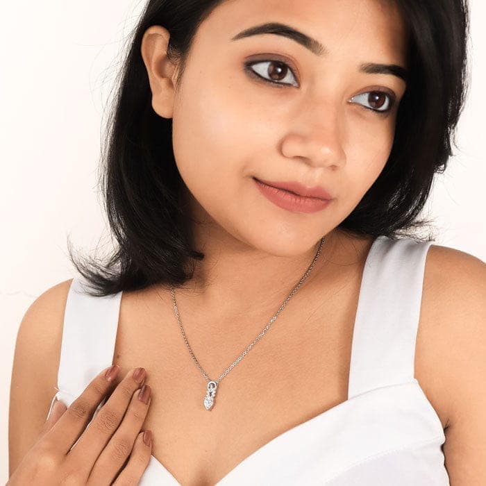 Silver Ice Drop Pendant with Chain view 2