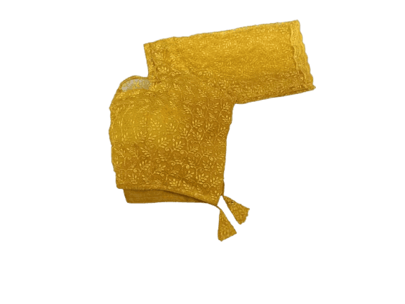 NLR RUAL Yellow Embroidered Cotton Saree Blouse view 3