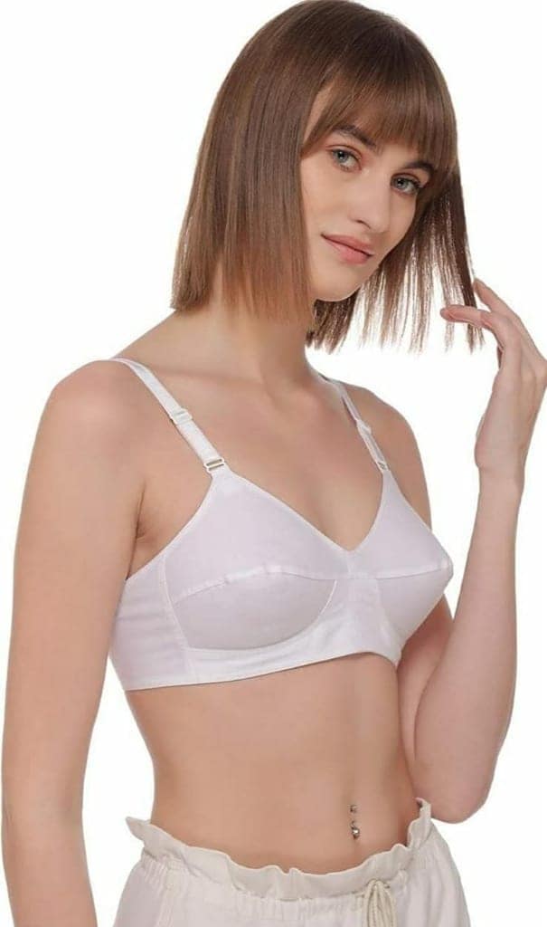 FASHION BONES Pure Cotton Full Coverage Push Up Non Padded Wire Free Daily Use Bra in Size A B C D DD for Women and Girls Combo Pack of 3 White view 5
