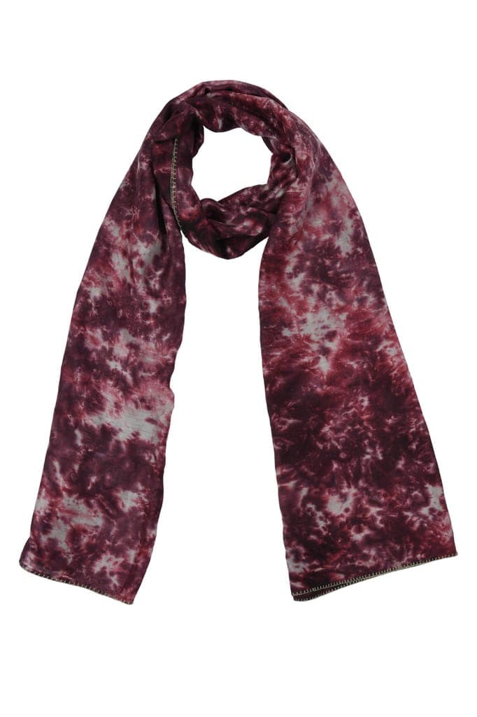 Reshmi Maroon and Grey Marble Tie-Dye Bamboo Silk Stole view 3