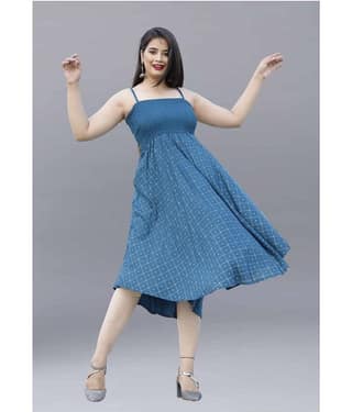 ZAMAISHA Women Rayon A-line Dress ( Turquoise )