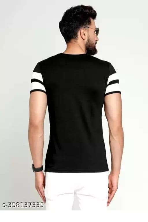 TRENDY MEN ROUND NECK COLOR BLOCK POLYESTER T-SHIRT view 3