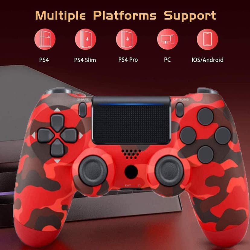 AUSHA Wireless Game Controller for PS4 & PC | Dual Vibration, Audio Jack, Anti-Slip Grip, Rechargeable Battery view 4