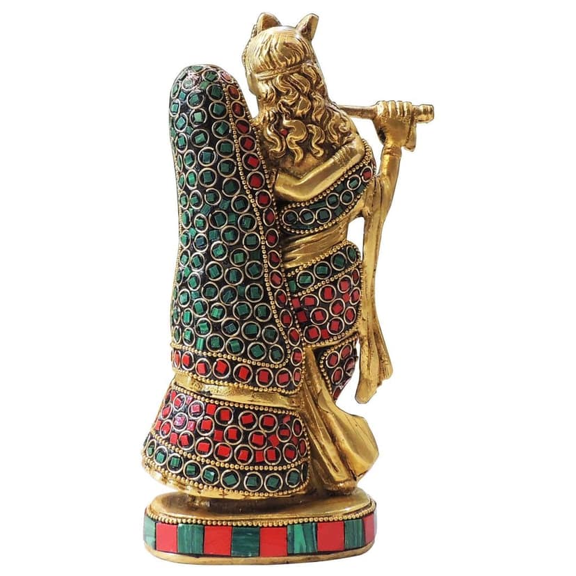 Brass Radha Krishna God Idol - Classic Religious Statue, Height : 8.2 Inch (BSMAS836 A) view 2