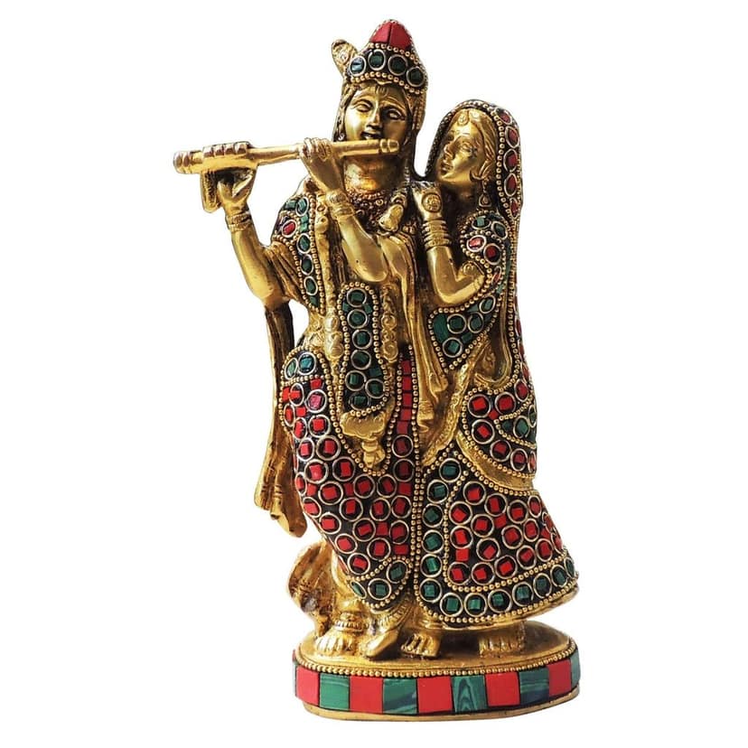 Brass Radha Krishna God Idol - Classic Religious Statue, Height : 8.2 Inch (BSMAS836 A) view 3