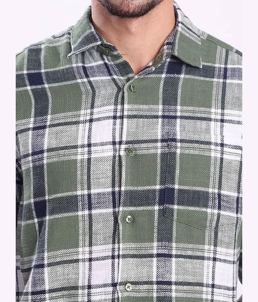 Bene Kleed 100% Cotton Slim Fit Checks Full Sleeves Men's Casual Shirt - Green ( Pack of 1 ) view 4