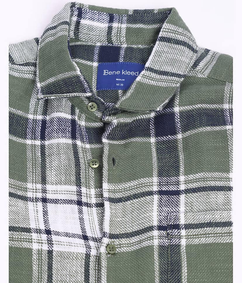 Bene Kleed 100% Cotton Slim Fit Checks Full Sleeves Men's Casual Shirt - Green ( Pack of 1 ) view 6
