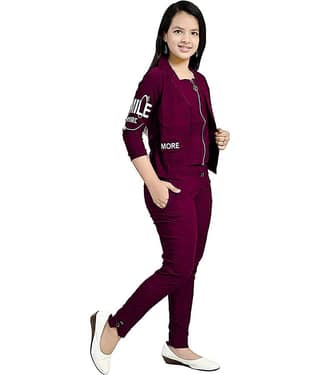 9stiches Pack of 1 Baby Girls Polyester T-shirt & Capris ( Purple )