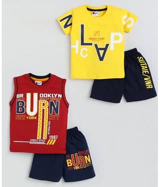 Mars Infiniti Pack of 3 Boys Cotton T-Shirt & Shorts Set ( Light Blue )