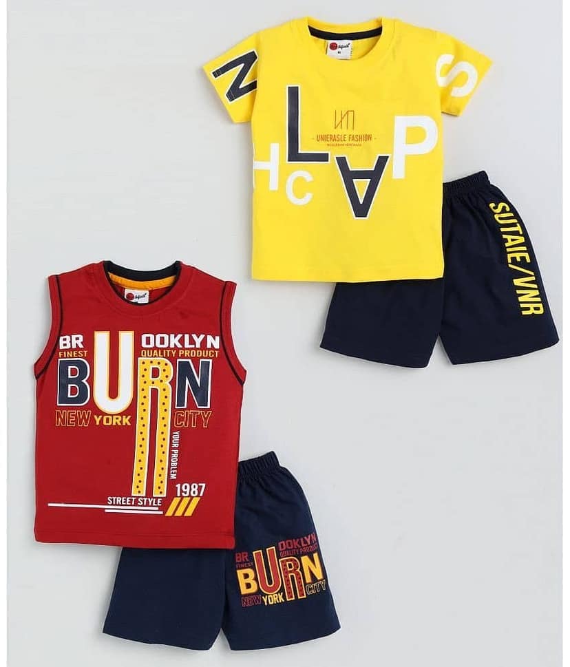 Mars Infiniti Pack of 3 Boys Cotton T-Shirt & Shorts Set ( Light Blue )