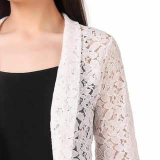 Women's White MH Coat Style Shrugs Formal Wear Cotton Net Shrug For Women & Girls Both.