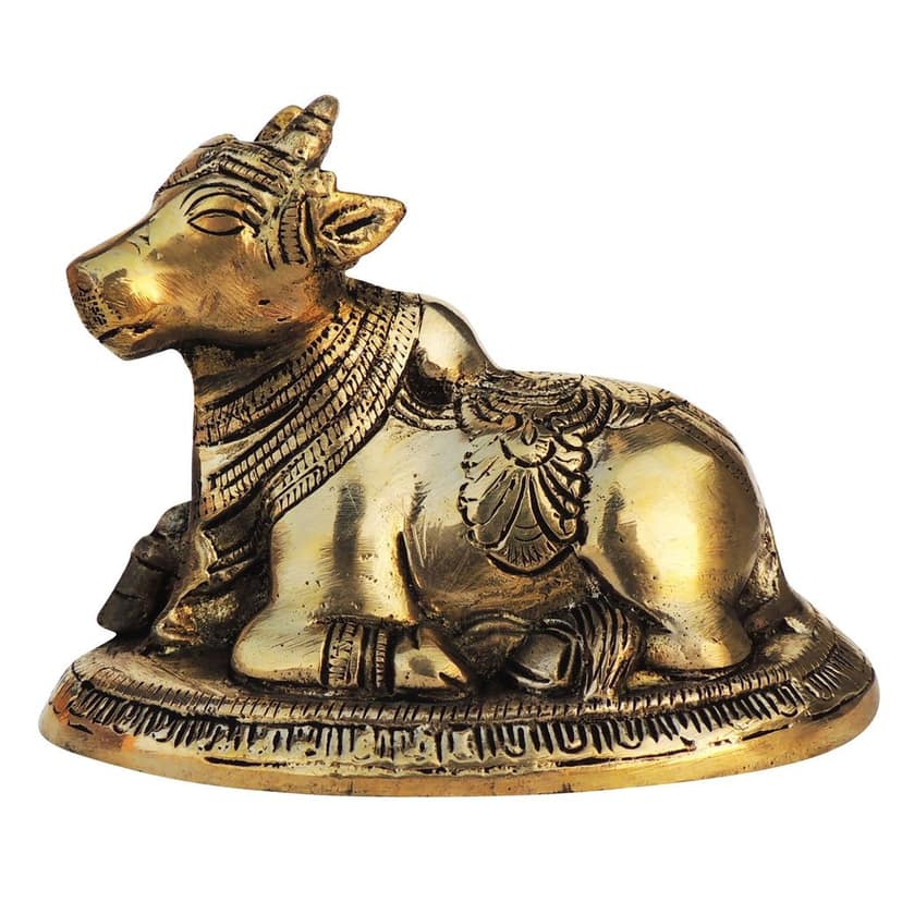 Brass Showpiece Nandi Statue - Spiritual Home Decoration, Height : 4 Inch (BSMAS1291 G) view 2