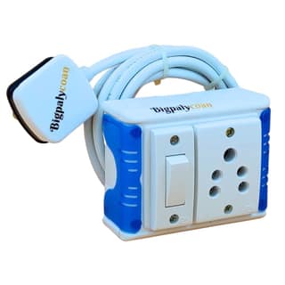 Bigpalycoan 1 Way Extension Multi Outlet Electrical Switch Board with Individual Switch Heavy Duty 2 metre Cord (Max. Rating 1200W- 230V) PVC Blue/Green-White