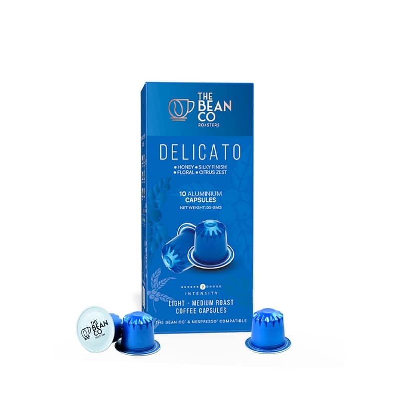 The Bean Co Roasters Delicato Aluminium Coffee Capsules | Intensity 7 | Smooth & Delicate | Light to Medium Roast | 100% Premium Arabica