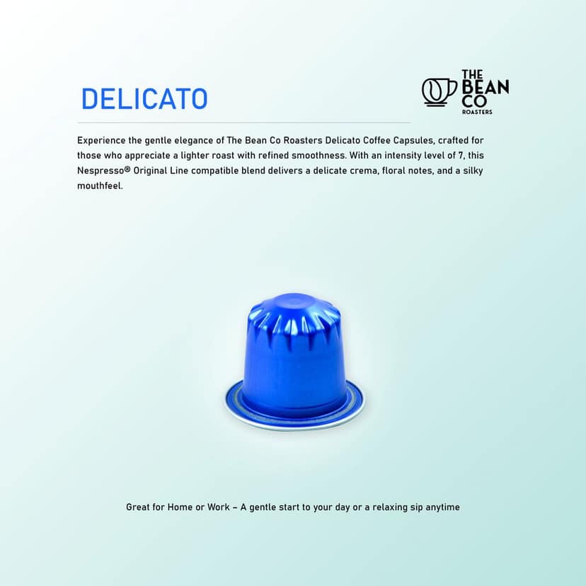 The Bean Co Roasters Delicato Aluminium Coffee Capsules | Intensity 7 | Smooth & Delicate | Light to Medium Roast | 100% Premium Arabica view 7