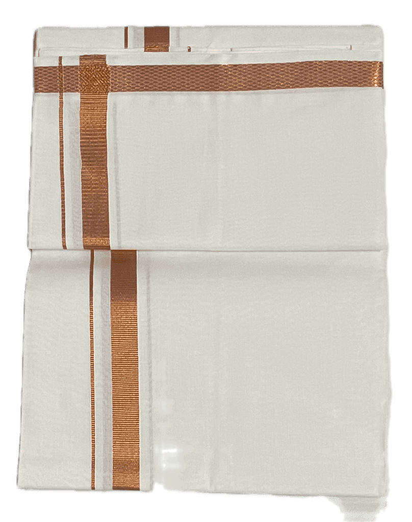 Pure white cotton Dhothi - Silk Border - Sarathi White Dhoti Mundu view 6