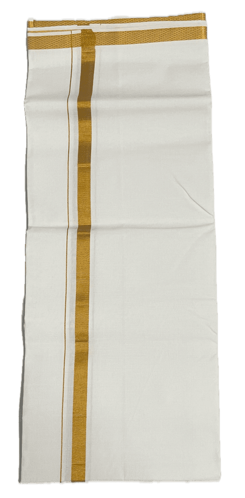 Pure white cotton Dhothi - Silk Border - Sarathi White Dhoti Mundu view 7