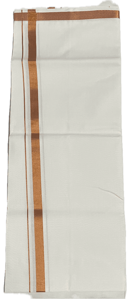 Pure white cotton Dhothi - Silk Border - Sarathi White Dhoti Mundu view 8