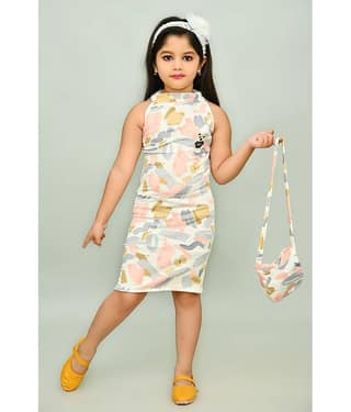 JCT DRESSES Crepe A-line Dress For Girls ( Pack of 1 , Multicolor )