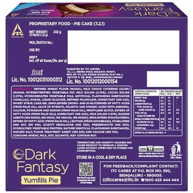 Sunfeast Dark Fantasy, Yumfills, Rich Chocolate Pie Cake, 242 G view 2