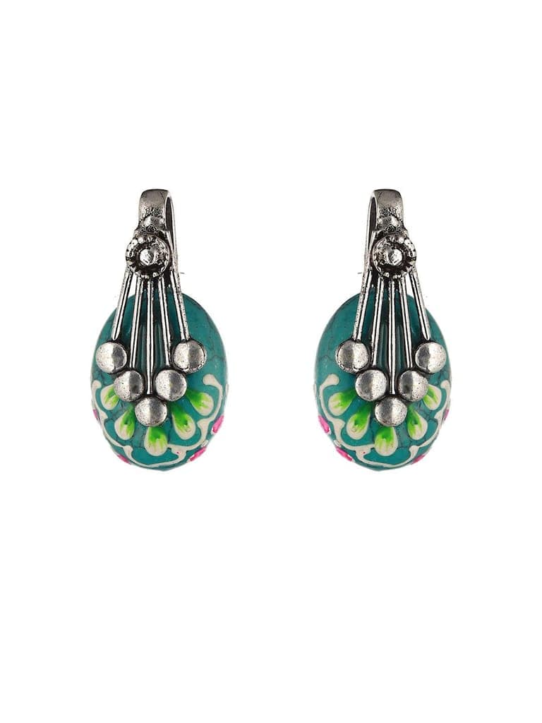 Oxidised Hand Painted & Mint Enamelled Locket Jewellery Set view 6