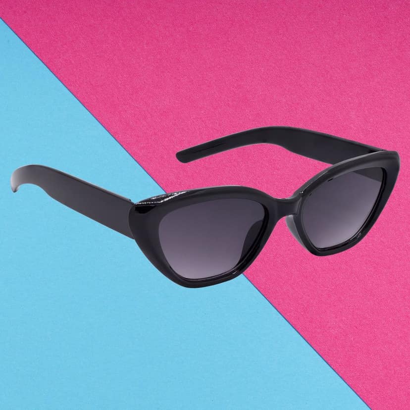 Black Frame Grey Lens Cat-eye Sunglasses for Women & Girls Classic Appeal - HRS592-BK-GRY