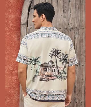 HARPITA Cotton Blend Regular Fit Printed Half Sleeves Men's Casual Shirt - Cream ( Pack of 1 )