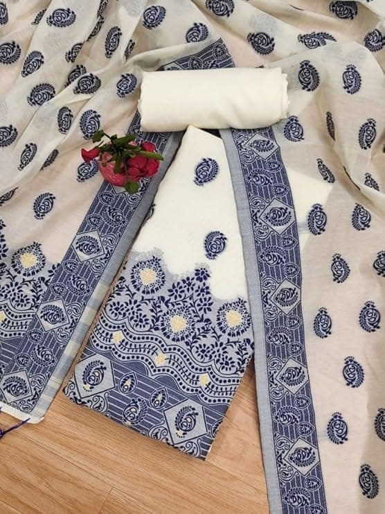 Handloom Banarasi Cotton Unstitched Salwar Suit with Dupatta, 50 Inch Length, Women's Unstitched Salwar Suit Dress Material with Dupatta, Unstitched Salwar Suit Set view 5