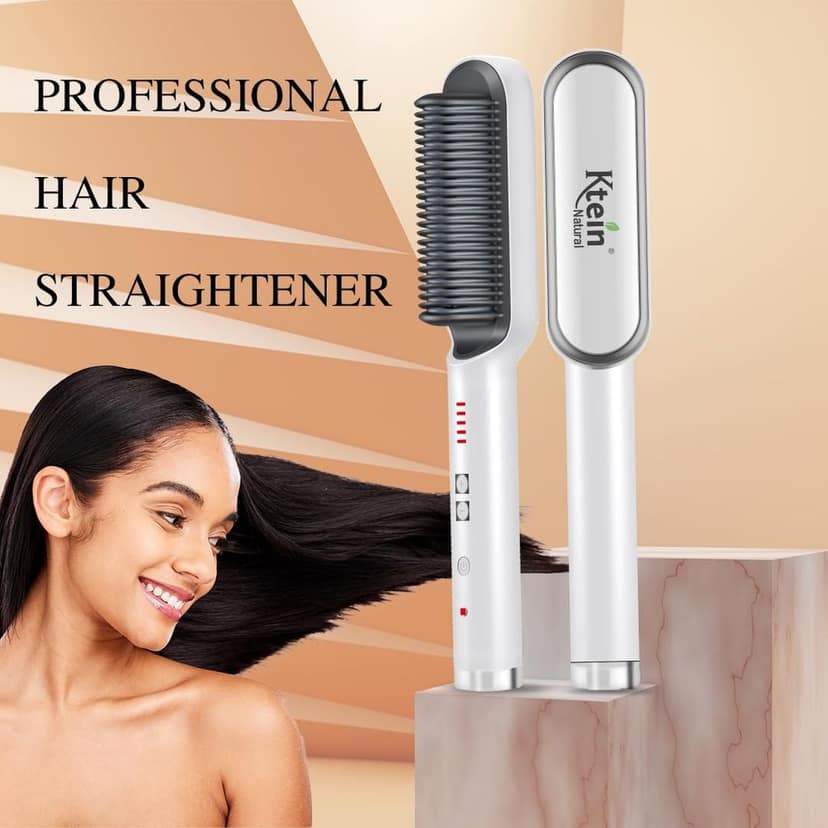 KTEIN Hair Straightener Brush - Anti-Scalding, Fast Heating, Adjustable Temperature, 360° Rotatable Cable, Shock Proof, 220/240V view 3