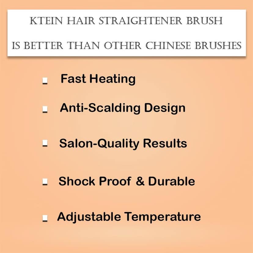 KTEIN Hair Straightener Brush - Anti-Scalding, Fast Heating, Adjustable Temperature, 360° Rotatable Cable, Shock Proof, 220/240V view 4