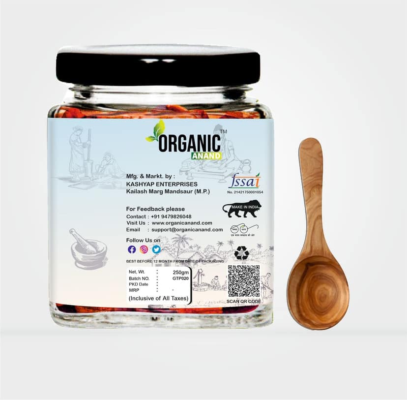 Organic Anand Homemade Garlic Turmeric Pickle 250 gm Kachi Haldi and Lahsoon/Lassan/Lahsun Ka Achaar with Neemwood Spoon Flavourful, Delicious, Traditional Taste (Pack of 1)