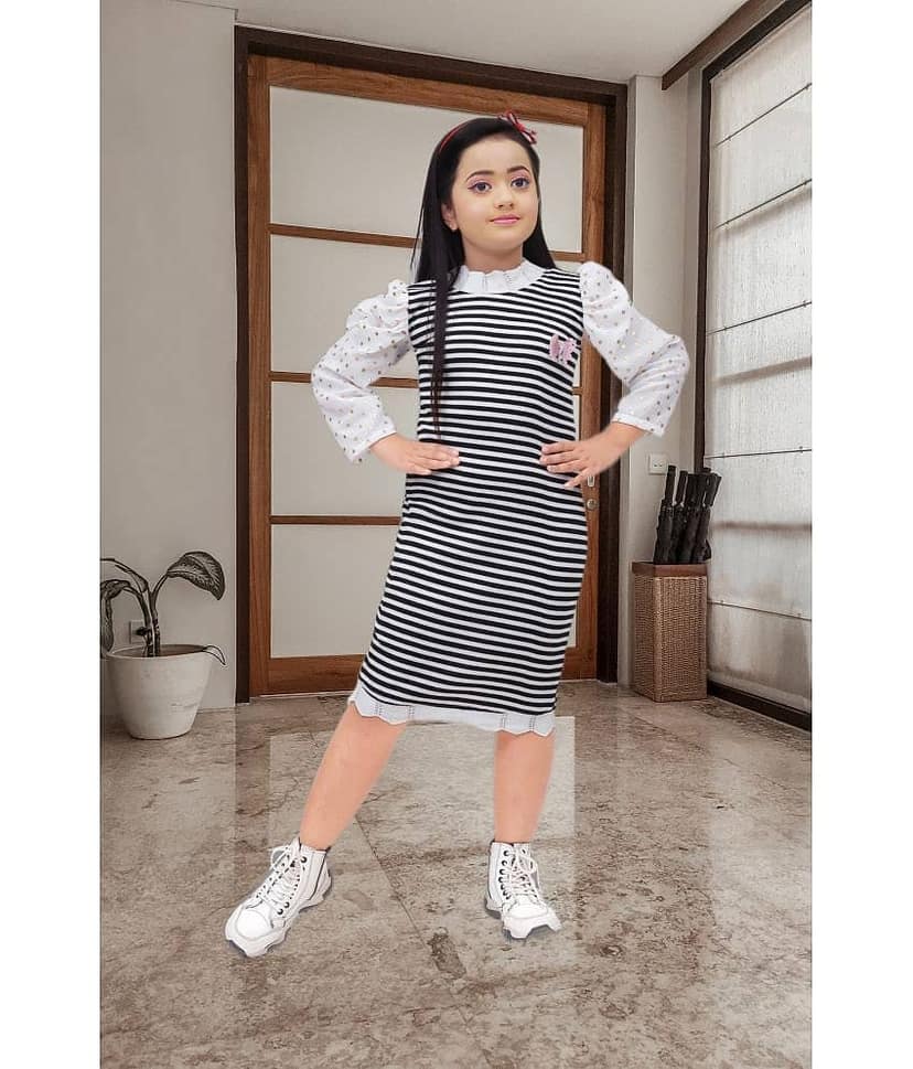 NEWSIFA Cotton Blend Bodycon Dress For Girls ( Pack of 1 , Black )