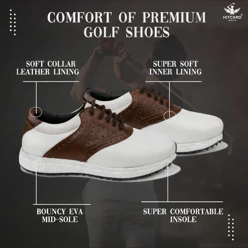 HITCARO Men Proffessional Leather Golf Shoes | Lace-Up | Phylon Sole |Waterproof | Comfortable | Breathable | Sports Shoes view 3