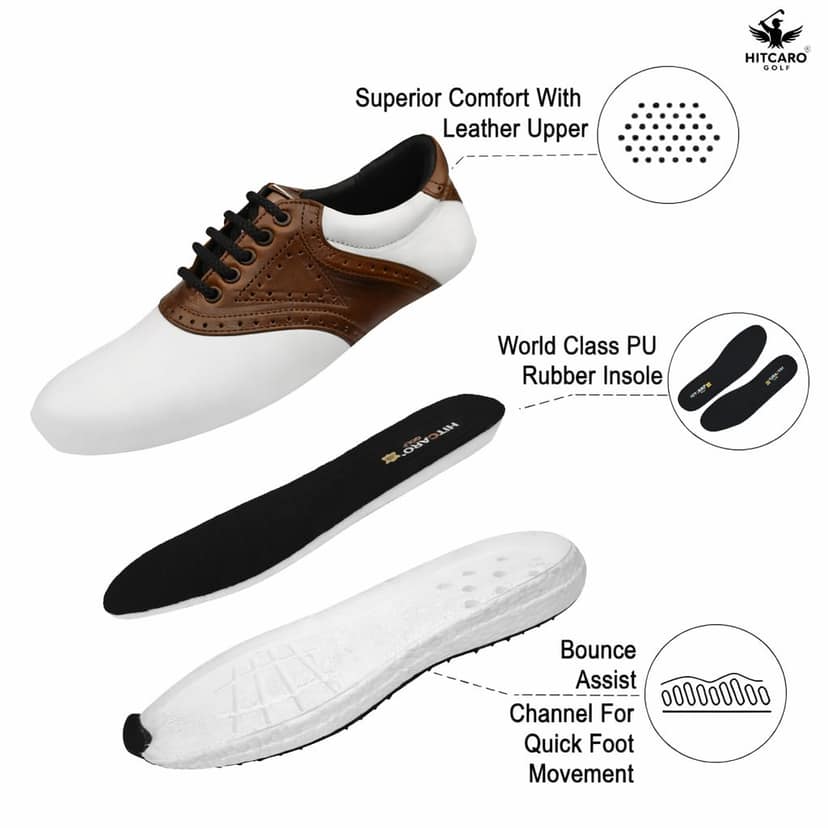 HITCARO Men Proffessional Leather Golf Shoes | Lace-Up | Phylon Sole |Waterproof | Comfortable | Breathable | Sports Shoes view 4