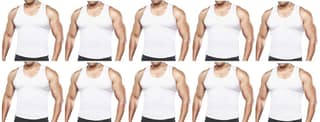 Men's Regular Cotton Sleeveless White Vests (PACK OF 10)