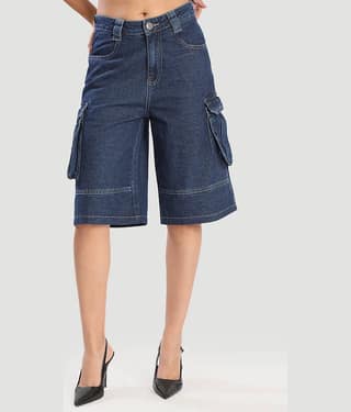 Bene Kleed Women Cotton Bermuda ( Navy )