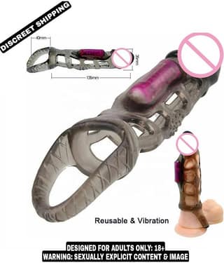 KAMAHOUSE BAILE 6.29 INCH VIBRATING PENIS EXTENSION EXTEND ER COCK SLEEVE GIRTH ENHANCER FOR MEN
