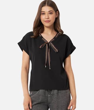 ALL WAYS YOU Women's Crepe Regular Top ( Black )