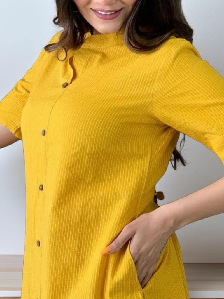 PREMIUM COTTON YELLOW KATHA COORD SET. view 3
