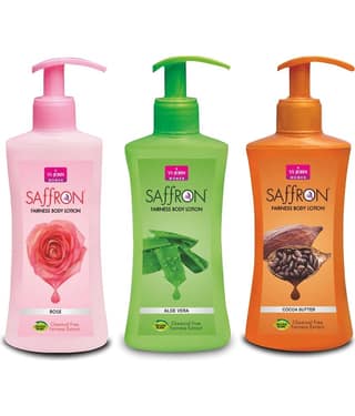 VI-JOHN Saffron Fairness Body Lotion Rose ,Aloevera & Cocoa Butter 250ml Pack of 3