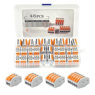 SPARKWORLD 46PCS Quick Wire Connector Kit | Reusable Electrical Cable Connectors | 2/3/4/5 Port Push Lever Terminal Block Se | Colour: 46 Pcs