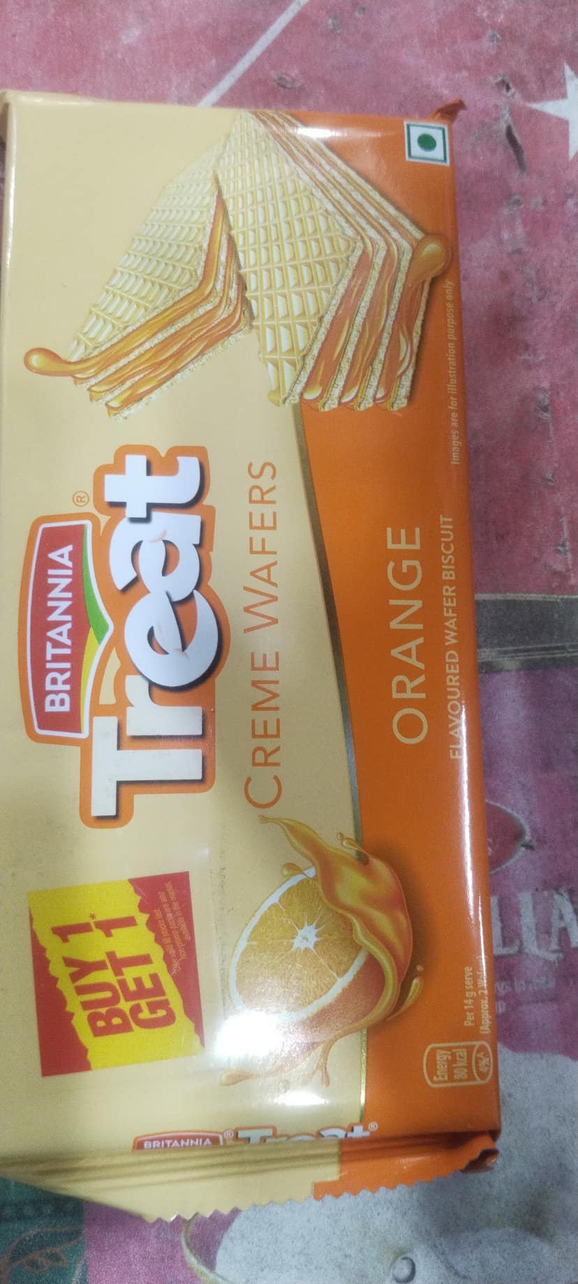 Britannia Treat Creme wafers Orange Buy 1 Get 1