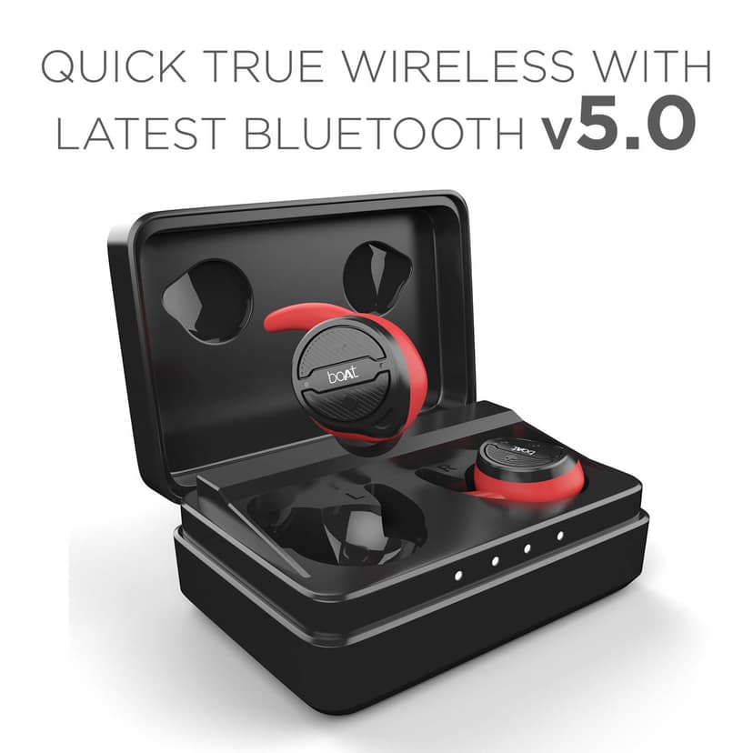 boAt Airdopes 491 | Wireless Earbuds with 6mm Drivers, 50 Hours Playback, Bluetooth v5.0, 1800mAh battery Red view 3