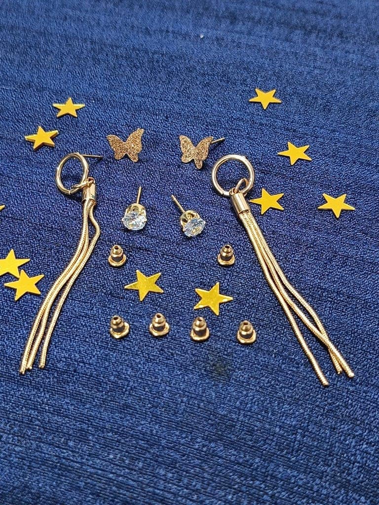 Jewelryklub Combo Of 3 Pairs Rose Gold Plated Butterfly Design Stud Earrings For Women Girls view 6