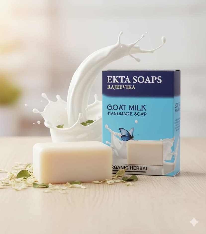 EKTA SOAPS Rajeevika Goat Milk Handmade Organic Herbal Soap Bar view 3