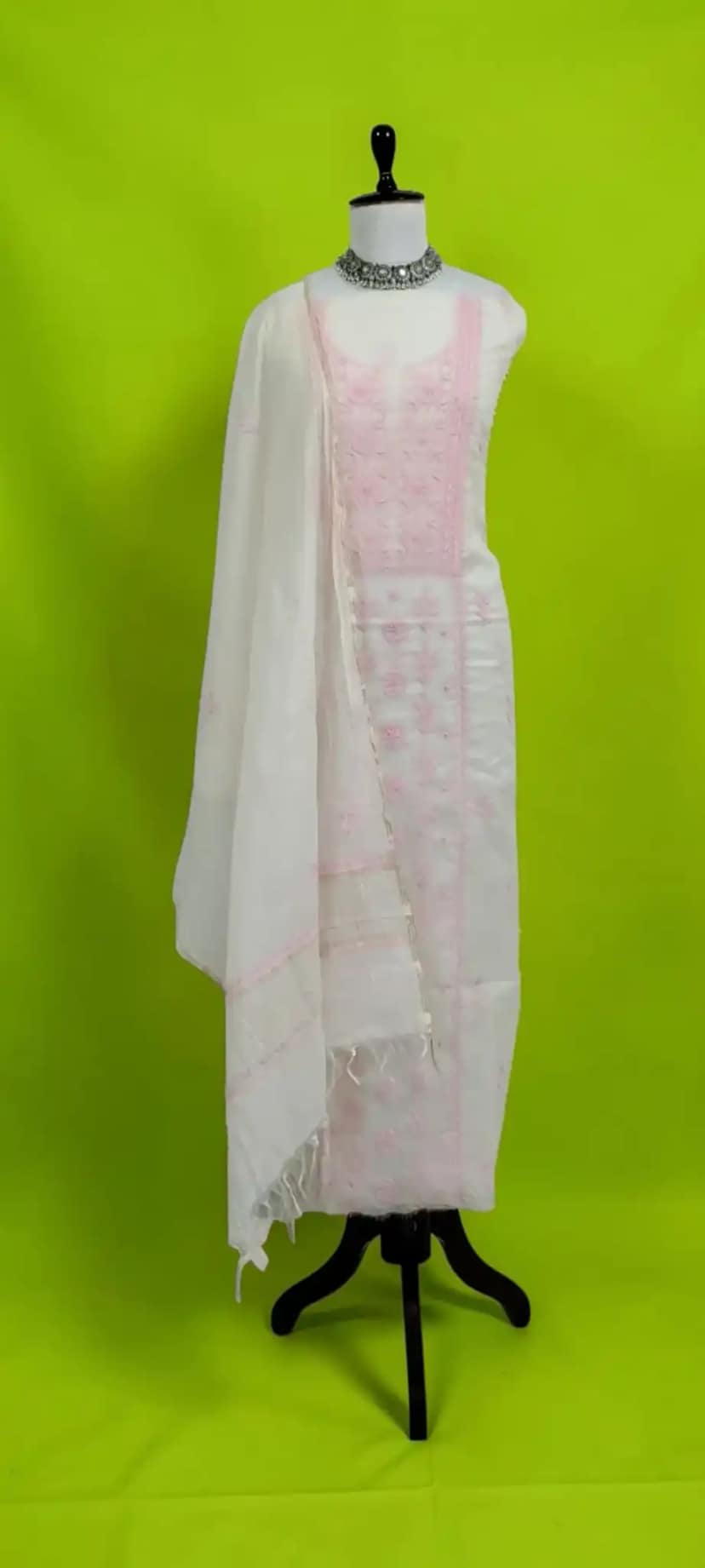 Hand-Embroidered Lucknow Chikankari Mul Cotton Unstitched Dress Material