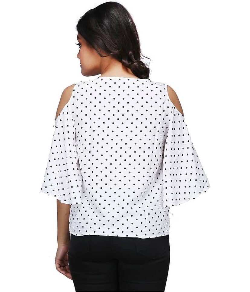 Zadmus Women's Polyester Regular Top ( White ) view 2